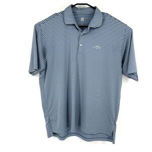 TURTLESON GOLF POLO SHIRT STRETCH POCKETED  BLUE AND PURPLE STRIPES XL